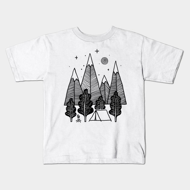 Camp Line (for Bright Color) Kids T-Shirt by quilimo